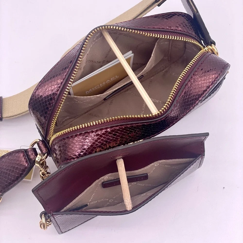 Michael Kors Maisie 2-in-1 Camera Crossbody - Oxblood Embossed Leather